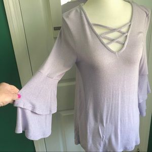 Lavender 3/4 bell sleeve sweater NWT XS